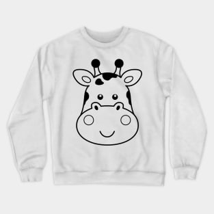 Giraffe for Kids - Cute Giraffe Head Illustration Crewneck Sweatshirt